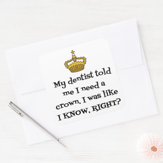 DENTIST CROWN VIERKANTE STICKER (Envelop)
