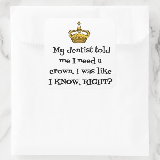 DENTIST CROWN VIERKANTE STICKER (Tas)
