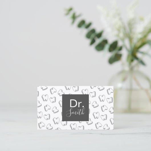 Dentist Cute 3D Tooth Pattern Dental Clinic Visitekaartje (Staand voorkant)