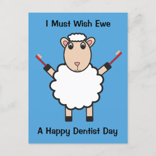 Dentist Day Sheep Toothkwast Wish Ewe personaliser Briefkaart