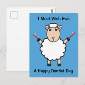 Dentist Day Sheep Toothkwast Wish Ewe personaliser Briefkaart (Voorkant / Achterkant)