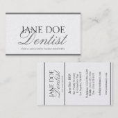 Dentist DDS Family Dentistry Silver Script Platnum Visitekaartje (Voorkant / Achterkant)