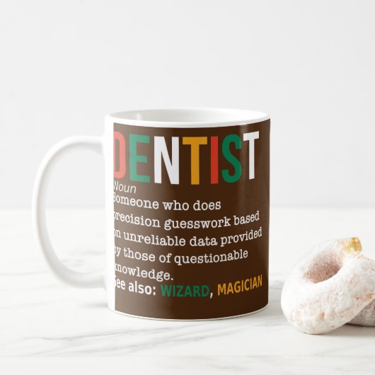Dentist Definition Noun Funny Dentist Dental Koffiemok (Met donut)