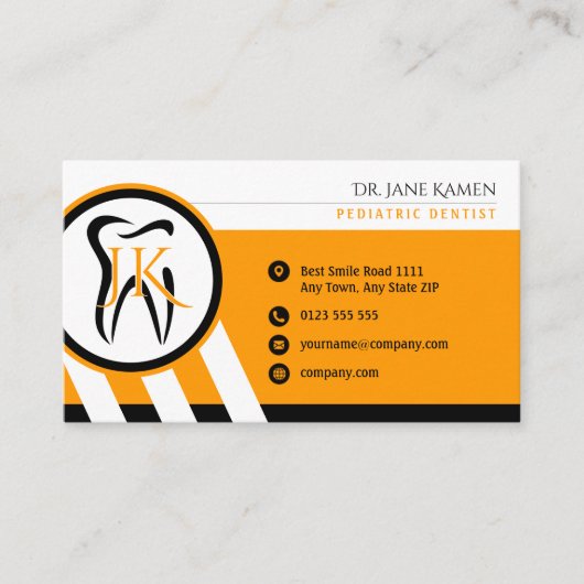 Dentist Dental Appointment Card | ORANJE INITIALEN Afsprakenkaartje (Voorkant)