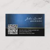 Dentist Dental Care Metallic Navy Blue QR Code Visitekaartje (Voorkant)