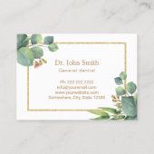 Dentist Dental Care Moderne Gold Border Botanical Visitekaartje (Achterkant)