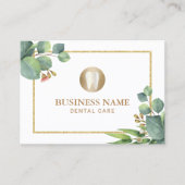 Dentist Dental Care Moderne Gold Border Botanical Visitekaartje (Voorkant)