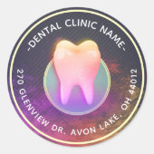 Dentist Dental Clinic Chic Roos Gold Tooth Adres Ronde Sticker (Voorkant)