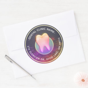 Dentist Dental Clinic Chic Roos Gold Tooth Adres Ronde Sticker