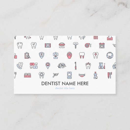 Dentist dental clinic icons teeth visitekaartje (Voorkant)
