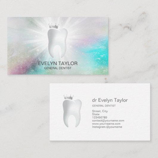 Dentist Dental Clinic tanden Whitening Smile Crown Visitekaartje (Voorkant / Achterkant)