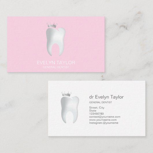 Dentist Dental Clinic tanden Whitening Smile Crown Visitekaartje (Voorkant / Achterkant)