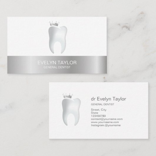 Dentist Dental Clinic tanden Whitening Smile Crown Visitekaartje (Voorkant / Achterkant)