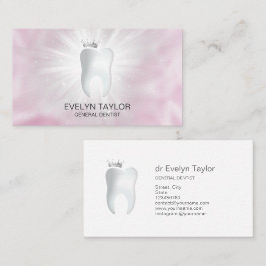 Dentist Dental Clinic tanden Whitening Smile Crown Visitekaartje (Voorkant / Achterkant)