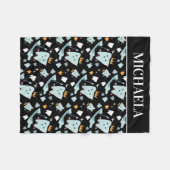Dentist Dental Hygienist Naam Tooth Pattern Black Fleece Deken (Voorkant (Horizontaal))