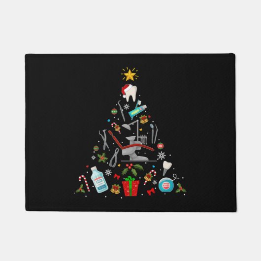 Dentist Dental kerstboomversiering Xmas Holida Deurmat (Voorkant)