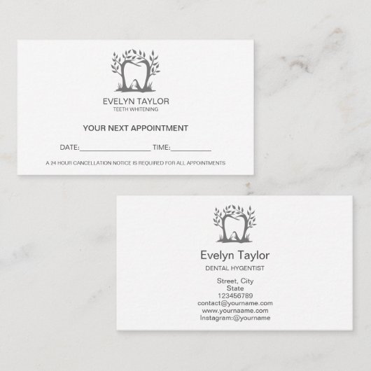 Dentist Dental Klinische tanden Whitening Benoemin Visitekaartje (Voorkant / Achterkant)