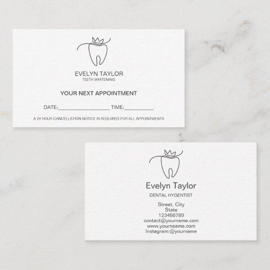 Dentist Dental Klinische tanden Whitening Benoemin Visitekaartje (Voorkant / Achterkant)