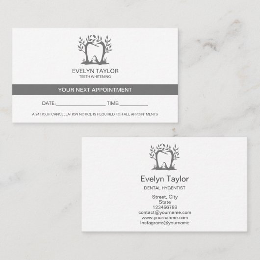 Dentist Dental Klinische tanden Whitening Benoemin Visitekaartje (Voorkant / Achterkant)