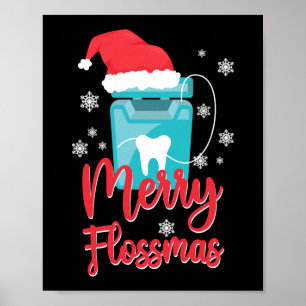 Dentist Dental Merry Flossmas kerstmis Poster