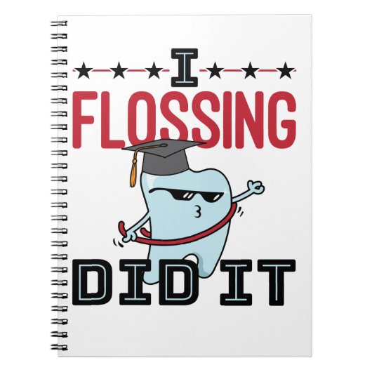 Dentist Dental School Afstuderen Funny Flossing Notitieboek (Voorkant)