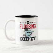 Dentist Dental School Afstuderen Funny Flossing Tweekleurige Koffiemok (Links)