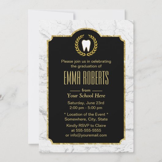 Dentist Dental School Afstuderen Moderne marmer Kaart (Voorkant)