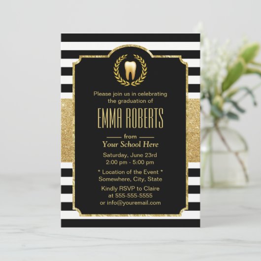 Dentist Dental School Afstuderen Moderne Stripes Kaart (Staand voorkant)