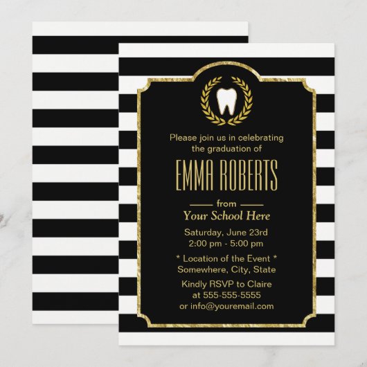 Dentist Dental School Afstuderen Moderne Stripes Kaart (Voorkant / Achterkant)