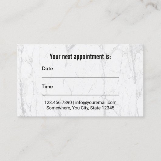 Dentist Dental Tooth Modern Marble Appointment Afsprakenkaartje (Achterkant)