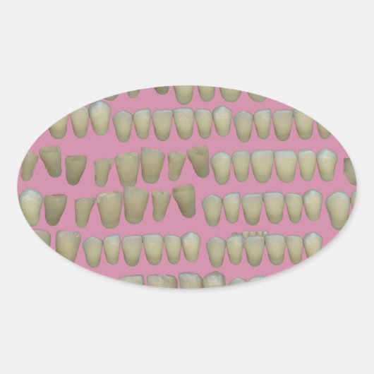 DENTIST DENTISTRY ORTHODONTICS ROTTEN TEETH MOUTH OVALE STICKER (Voorkant)