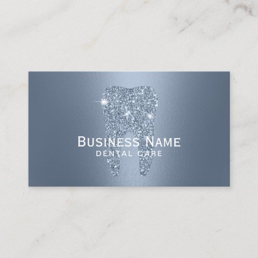 Dentist Dusty Blue Glitter Tooth Metallic Dental Afsprakenkaartje (Voorkant)