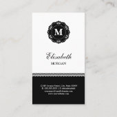 Dentist Elegant Black Lace Monogram Visitekaartje (Achterkant)