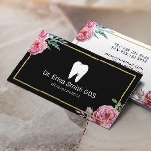 Dentist Elegant Floral Gold-gefrituurde tandheelku Visitekaartje