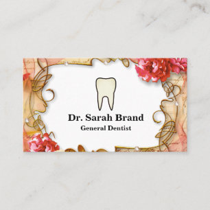 Dentist Elegant Floral Tooth Dental Care Visitekaartje