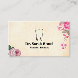 Dentist Elegant Floral Tooth Dental Care Visitekaartje
