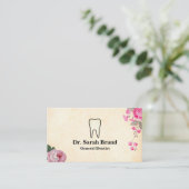 Dentist Elegant Floral Tooth Dental Care Visitekaartje (Staand voorkant)
