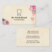 Dentist Elegant Floral Tooth Dental Care Visitekaartje (Voorkant / Achterkant)