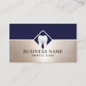 Dentist Elegant Gold & Navy Blue Dental Office Visitekaartje (Voorkant)