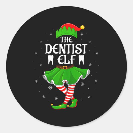 Dentist Elf Christmas Family Girls Women Elf Squad Ronde Sticker (Voorkant)