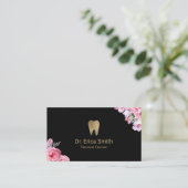 Dentist  Floral Gold Tooth Dental Care Visitekaartje (Staand voorkant)