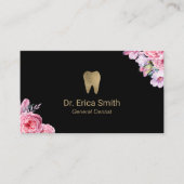 Dentist  Floral Gold Tooth Dental Care Visitekaartje (Voorkant)