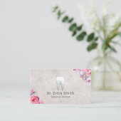Dentist  Floral White Tooth Dental Care Visitekaartje (Staand voorkant)