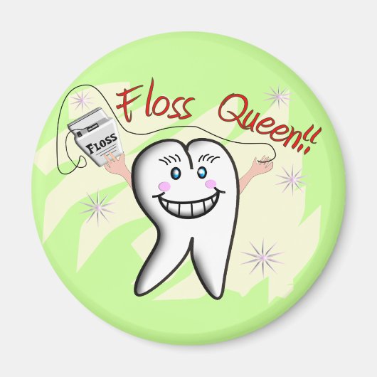 Dentist "Floss Queen" T-Shirts en Gifts Magneet (Voorkant)