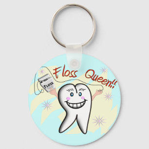 Dentist "Floss Queen" T-Shirts en Gifts Sleutelhanger