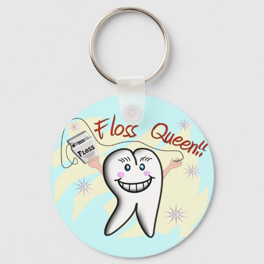 Dentist "Floss Queen" T-Shirts en Gifts Sleutelhanger (Voorkant)