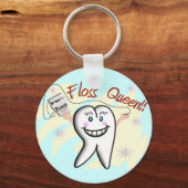 Dentist "Floss Queen" T-Shirts en Gifts Sleutelhanger (Voorkant)