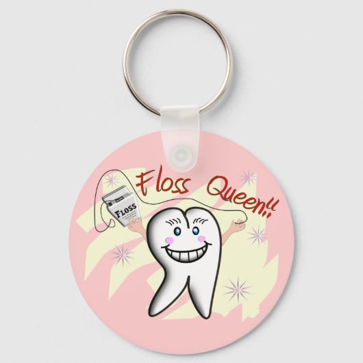 Dentist "Floss Queen" T-Shirts en Gifts Sleutelhanger (Voorkant)