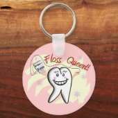 Dentist "Floss Queen" T-Shirts en Gifts Sleutelhanger (Voorkant)
