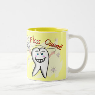 Dentist "Floss Queen" T-Shirts en Gifts Tweekleurige Koffiemok